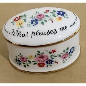 Vtg Staffordshire Porcelain Box Fine Bone China Trinket Mirrored Crown England